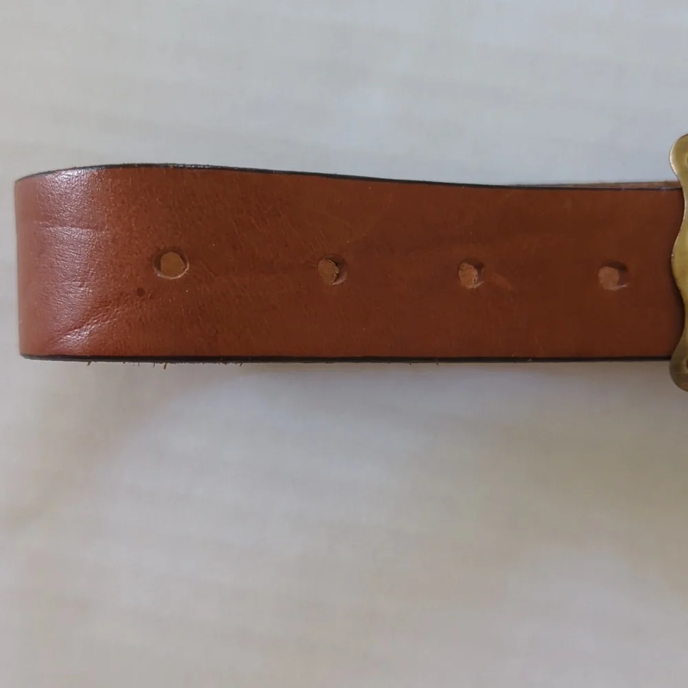 Vintage Chaucer Harness Leather Belt w/Western Buckle 26 Brown FLAW